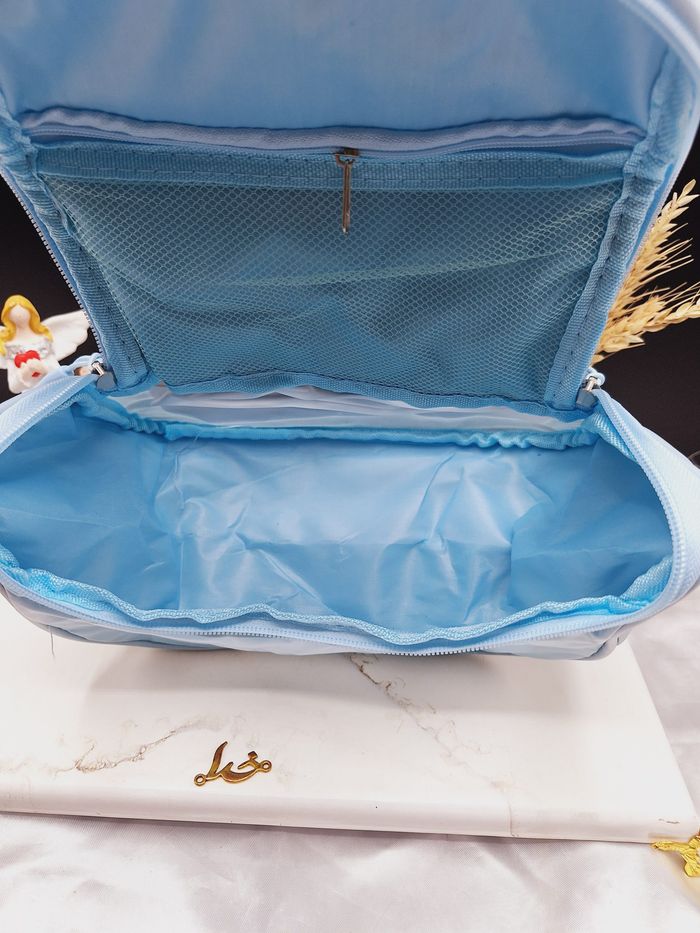 کیف آرایشی واشبگ بیضی آبی سایز بزرگ WASHBAG