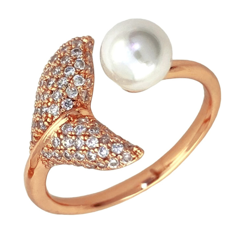 انگشتر زنانه ژوپینگ مدل مروارید و دلفین کد R4294