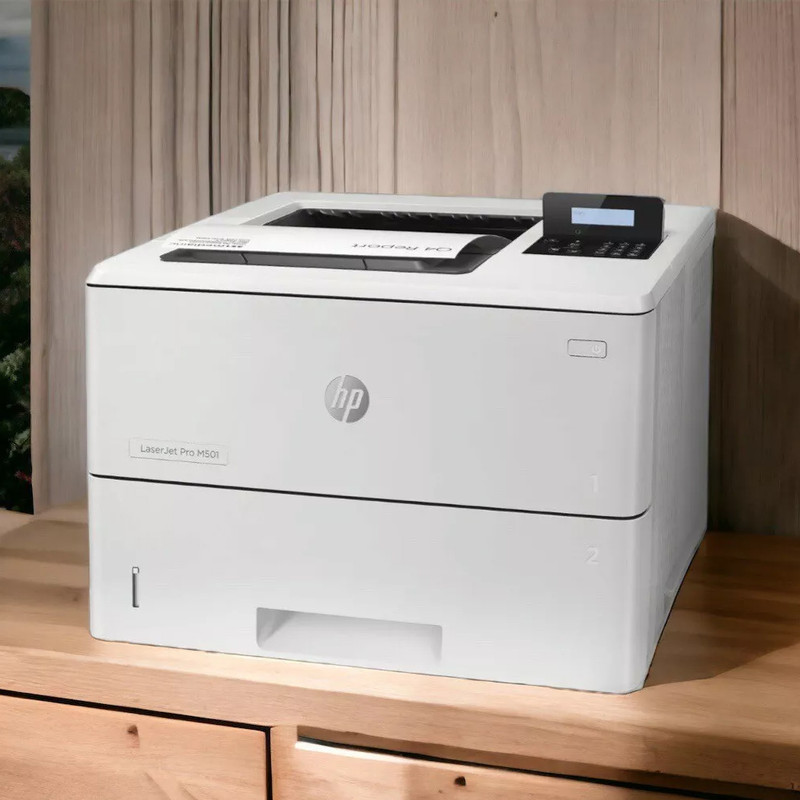  پرینتر اچ پی تک رنگ تک کاره با چاپ لیزری مدل LaserJet Pro M501dn، سایز چاپ A4، قابلیت چاپ دو رو